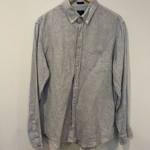 J Crew men’s slim linen button down - blue/white